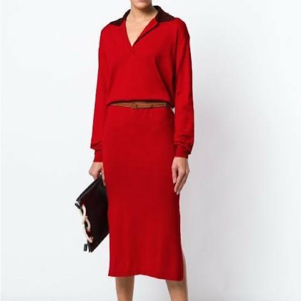 Loewe knit Red Midi polo dress